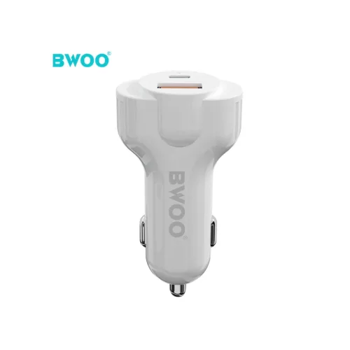 BWOO autós töltő CC58 PD 18W 1x USB-C 1x USB 2.4A fehér-6933654802871 3 kép