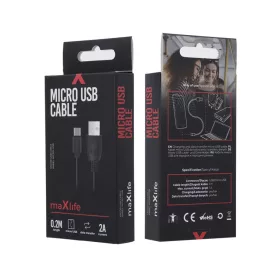 Maxlife kábel USB - USB-C 0.2 m 2A fekete-5900495796158 2 kép
