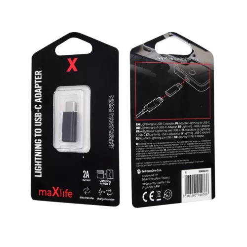 Maxlife Lightning-USB-C adapter-5900495940766 2 kép