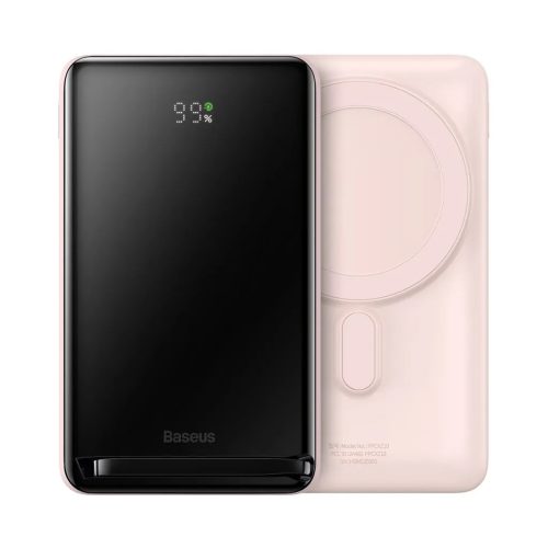 Baseus Powerbank 10000mAh Mágneses (MagSafe) vezeték nélküli töltéssel 20W Overseas Edition rózsaszín (PPCX000202) + USB Type C Baseus Xiaobai Series 60W 0.5m