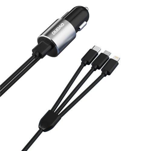 Dudao 3in1 USB autós telefontöltő 3,4 A beépített kábellel Light-6973687241087 10 kép