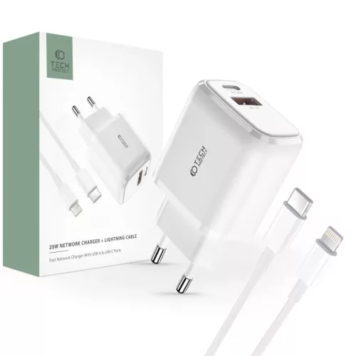 Tech-Protect C20W hálózati töltő adapter PD20W/QC3.0 1x USB-A, 1x -9490713929124 6 kép