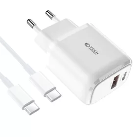   Tech-Protect C20W hálózati töltő adapter PD20W/QC3.0 1x USB-A, 1x USB-C, 1x USB-C - USB-C töltőkábel 