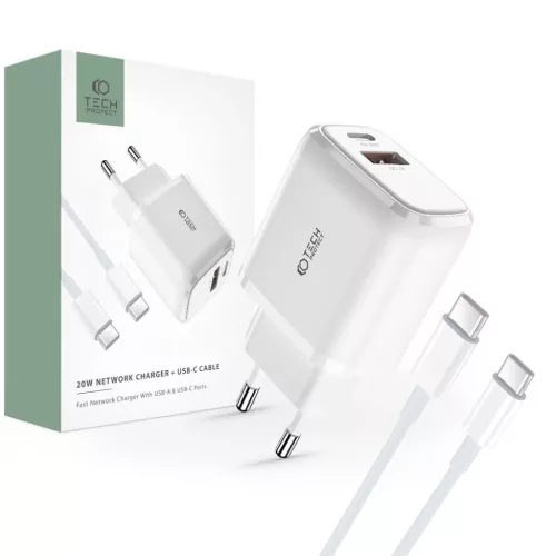 Tech-Protect C20W hálózati töltő adapter PD20W/QC3.0 1x USB-A, 1x -9490713930373 7 kép