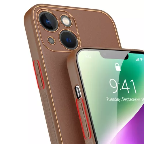 iPhone 14 Plus Dux Ducis Yolo TPU és PU bőr tok barna-6934913032015 2 kép