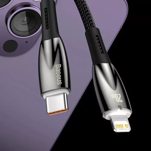 Baseus Glimmer kábel gyorstöltéssel USB-C 480Mb/s PD 100W 2m fekete-6932172618056 3 kép