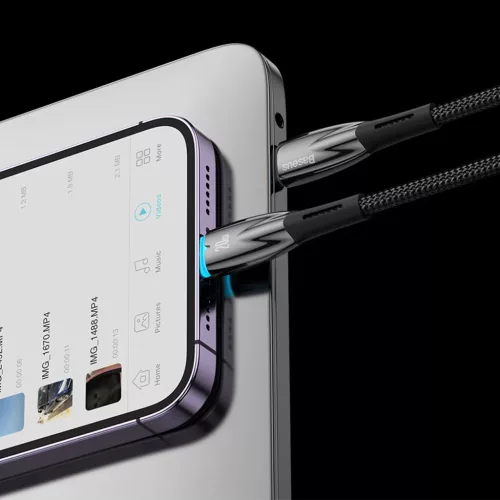 Baseus Glimmer kábel gyorstöltéssel USB-C 480Mb/s PD 100W 2m fekete-6932172618056 6 kép
