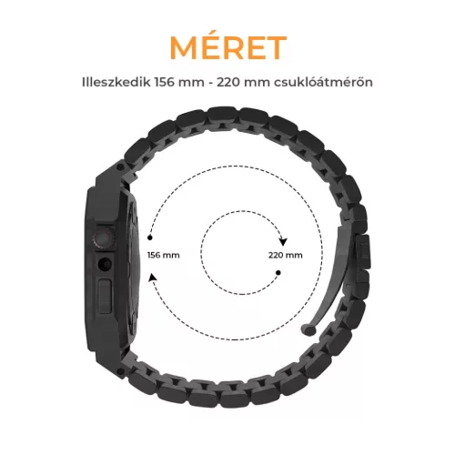 Apple Watch 4/5/6/7/8/9/SE (38/40/41mm) fém óraszíj és tok készle- 7 kép