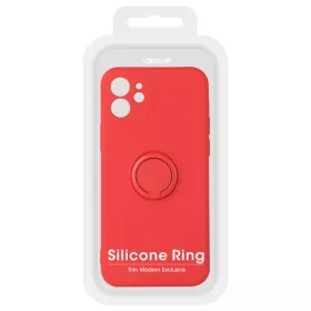 iPhone 14 Plus Vennus szilikon tok hátlapi gyűrűvel piros-5900217951179 1 kép