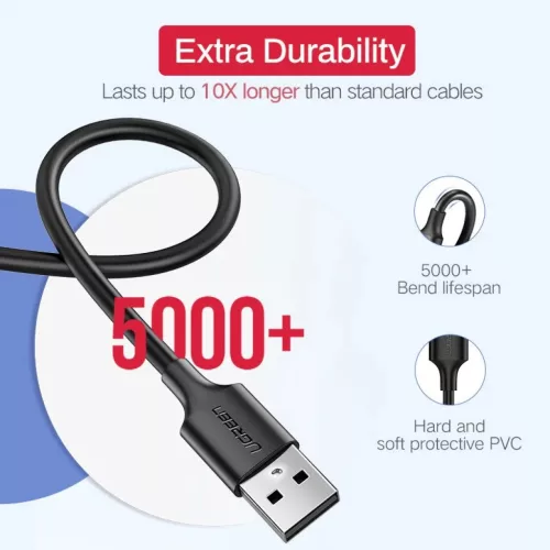 Ugreen USB-A – micro USB QC 3.0 2.4A 25cm fekete-6957303861347 3 kép