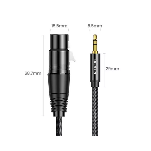 Ugreen AV182 XLR anya-3.5mm jack dugós kábel - 2 m (fekete)-6957303822447 2 kép