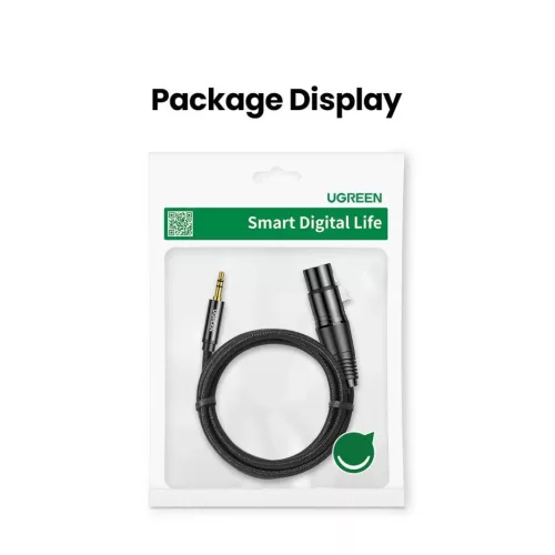 Ugreen AV182 XLR anya-3.5mm jack dugós kábel - 2 m (fekete)-6957303822447 3 kép