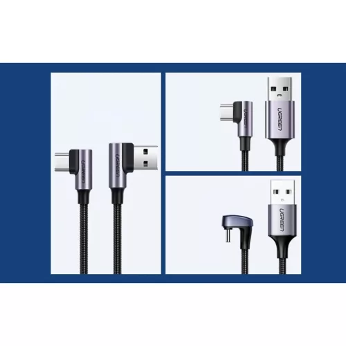 Ugreen US176 USB - USB-C kábel, 90 fokban döntött, 3A, 2m (fekete)-6957303828579 4 kép