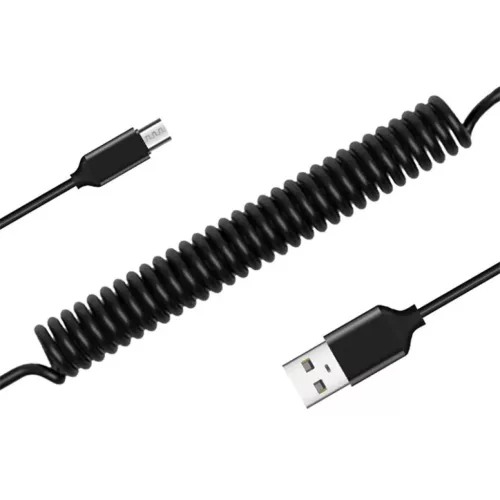 Spirál USB - Micro USB kábel 2A 1m fekete-5900217972075 1 kép