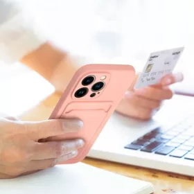 iPhone 14 Pro Card Case Szilikon tok hátlapi kártyatartóval rózsas-5903396164798 1 kép