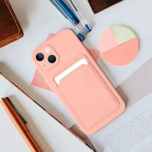 iPhone 14 Pro Card Case Szilikon tok hátlapi kártyatartóval rózsas-5903396164798 2 kép