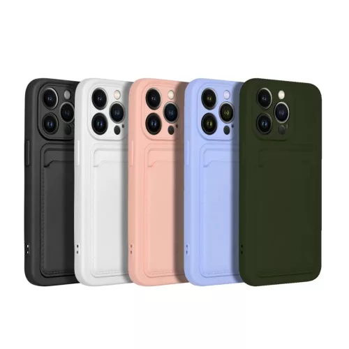 iPhone 14 Pro Card Case Szilikon tok hátlapi kártyatartóval rózsas-5903396164798 3 kép