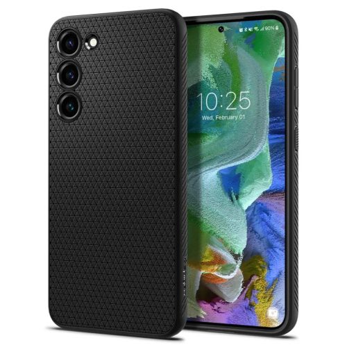 Samsung Galaxy S23 Spigen Liquid Air flexibilis TPU gél tok matt feke-8809896741095 1 kép