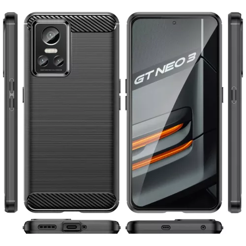 Realme GT Neo 3 Carbon szénszál mintájú TPU tok fekete-9145576267646 2 kép
