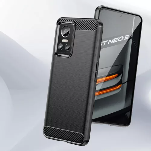 Realme GT Neo 3 Carbon szénszál mintájú TPU tok fekete-9145576267646 8 kép
