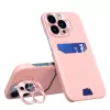 iPhone 14 Pro Leather Stand tok kártyatartóval rózsaszín-9145576269701 3 kép