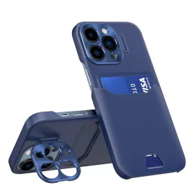 iPhone 14 Pro Max Leather Stand tok kártyatartóval kék-9145576269749 4 kép