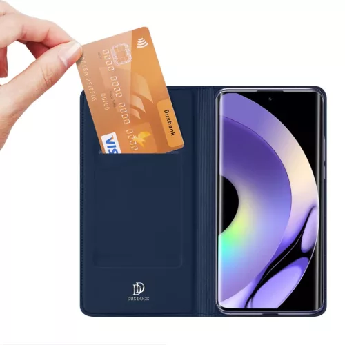 Realme 10 Pro Plus Dux Ducis Skin Pro Öko Bőr fliptok kék-6934913030073 9 kép