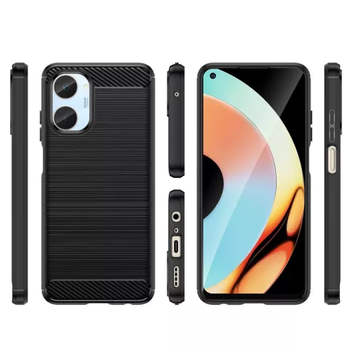 Realme 10 Carbon szénszál mintájú TPU tok fekete-9145576271759 6 kép