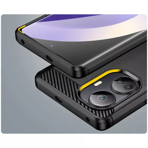 Realme 10 Pro Plus Carbon szénszál mintájú TPU tok fekete-9145576271858 3 kép