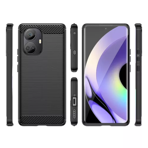 Realme 10 Pro Plus Carbon szénszál mintájú TPU tok fekete-9145576271858 6 kép