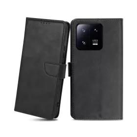 Xiaomi 13 Pro mágneses PU bőr fliptok kártyatartóval fekete Alphaj- 1 kép