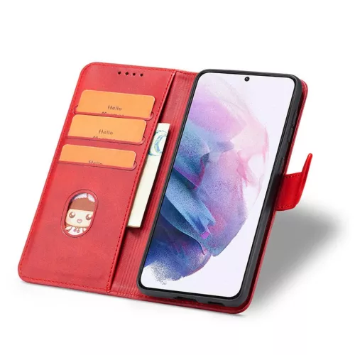 Xiaomi 13 Pro mágneses PU bőr fliptok kártyatartóval piros Alphaja- 3 kép