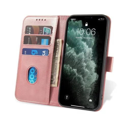 Xiaomi 13 Lite mágneses PU bőr fliptok kártyatartóval rózsaszín - 3 kép