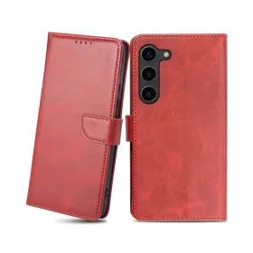 Samsung Galaxy S23 Plus mágneses PU bőr fliptok kártyatartóval pir- 1 kép