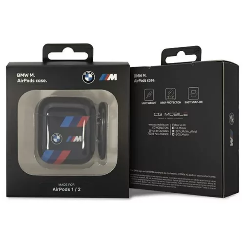 AirPods 1/2 BMW BMA222SOTK Tricolor Stripes tok fekete-3666339089566 2 kép