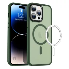 iPhone 14 Pro MagSafe-kompatibilis áttetsző matt tok sötétzöld Al- 2 kép