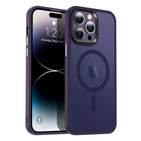 iPhone 14 Plus MagSafe-kompatibilis áttetsző matt tok sötétlila Al- 1 kép