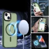 iPhone 14 Plus MagSafe-kompatibilis áttetsző matt tok sötétzöld A- 3 kép