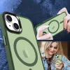 iPhone 14 Plus MagSafe-kompatibilis áttetsző matt tok sötétzöld A- 4 kép