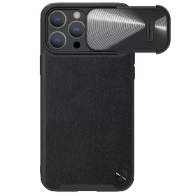 iPhone 14 Pro Nillkin Camshield Leather S bőr tok fekete-6902048249684 3 kép