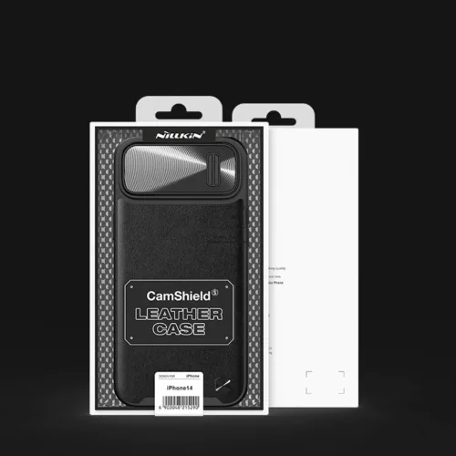 iPhone 14 Pro Nillkin Camshield Leather S bőr tok fekete-6902048249684 8 kép