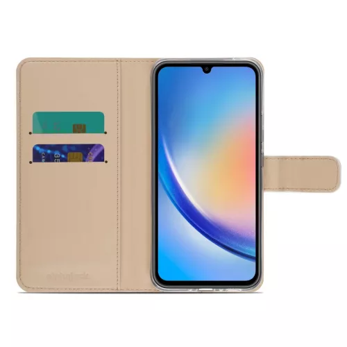 Samsung Galaxy A34 5G mágneses PU bőr fliptok kártyatartóval fehé- 3 kép