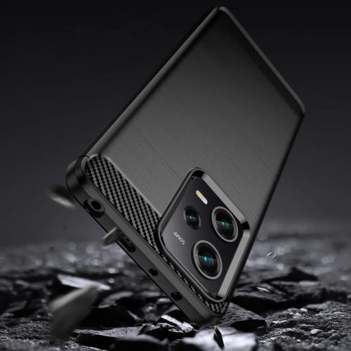 Xiaomi Poco X5 Pro 5G/Redmi Note 12 Pro Carbon szénszál mintájú TPU tok fekete