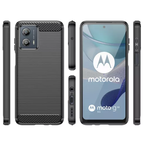 Motorola Moto G53 Carbon szénszál mintájú TPU tok fekete-9145576274675 5 kép