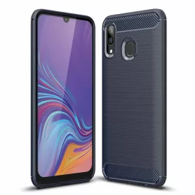 Szénszál mintájú TPU tok Samsung A30 kék-7426825365712 1 kép
