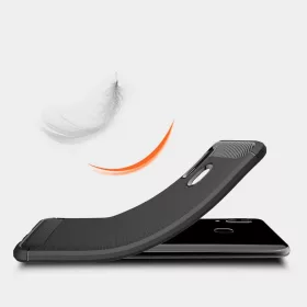 Szénszál mintájú TPU tok Samsung A30 kék-7426825365712 2 kép