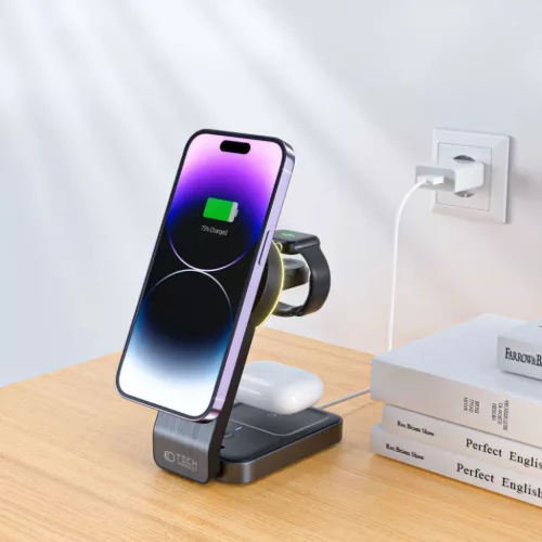 Tech-Protect QI15W-A28 3 az 1-ben vezeték nélküli mágneses töltő-9490713934593 2 kép