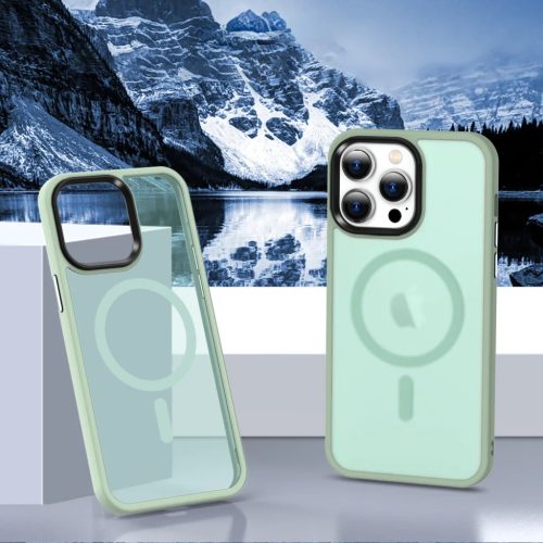 iPhone 12 Pro Max MagSafe-kompatibilis áttetsző matt tok világoszö- 6 kép