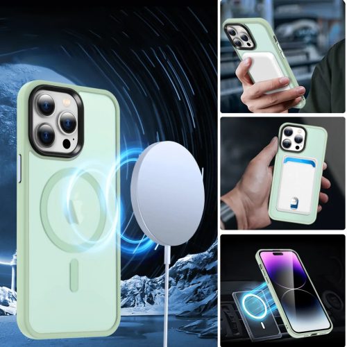 iPhone 12 Pro Max MagSafe-kompatibilis áttetsző matt tok világoszö- 7 kép