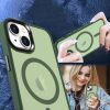 iPhone 15 Plus MagSafe-kompatibilis áttetsző matt tok sötétzöld A- 4 kép